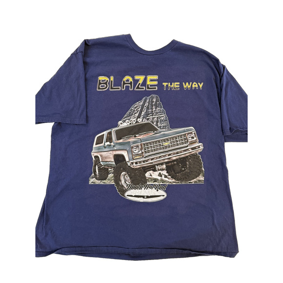 Blaze The Way Shirt Mens 2XL Blue Chevy K5 Blazer Off Road Truck Graphic Vintage - Picture 1 of 3